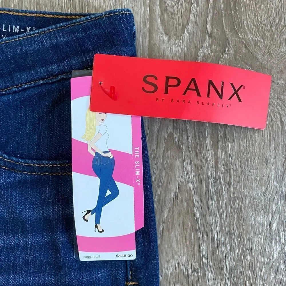 NWT Spanx Slim X Skinny Dark Wash High Rise Denim Jeans, Size 27